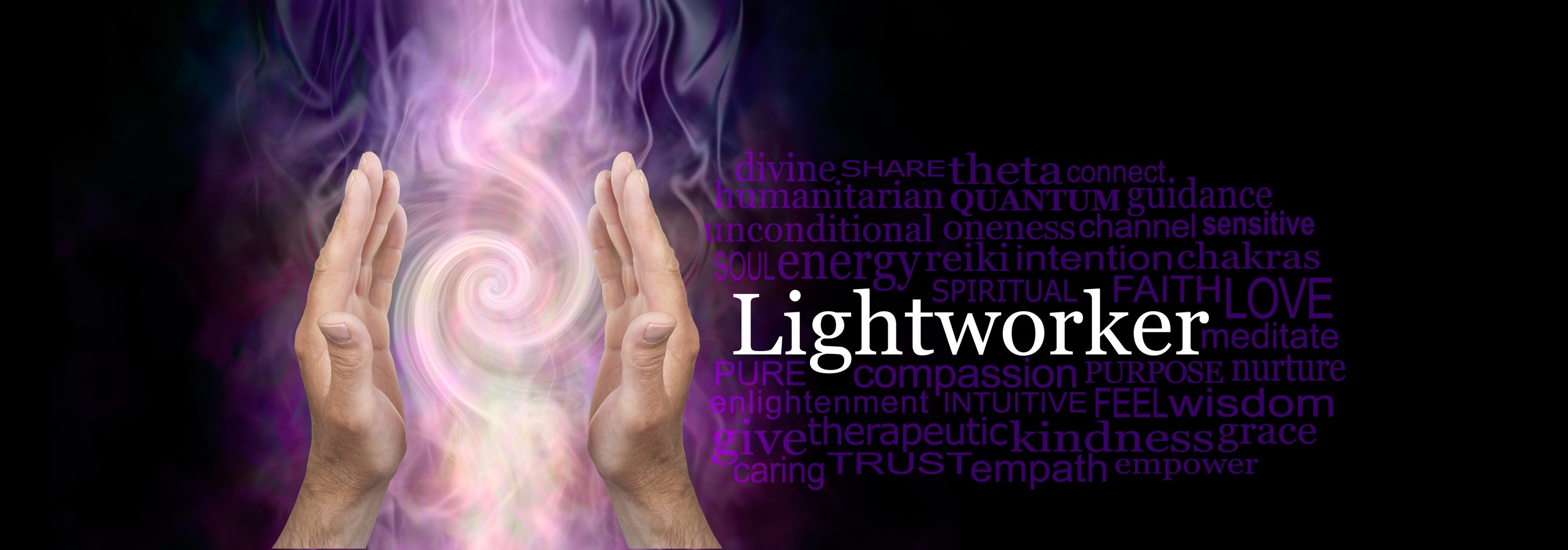 The healing hands of a Lightworker word cloud